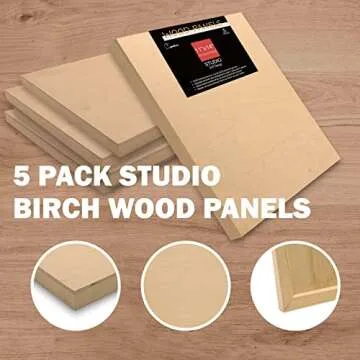 Cupohus Unfinished Birch Wood Boards Canvas for Painting, 5 Packs 3/4'' Deep Cupohus 11'' x 14'' Wooden Cradled Panels for Pouring Art, Crfats, Paints and More