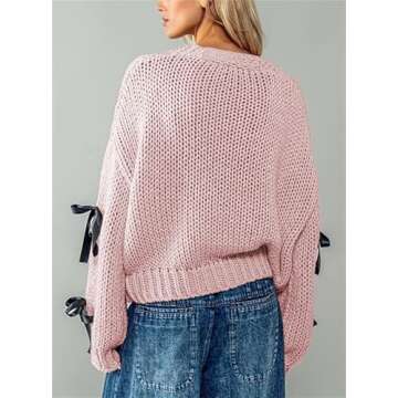 Thopavenoir Women's Bow Trim Cardigan for Stylish Comfort