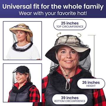 EVEN NATURALS Premium Mosquito Head Net - Ultra-Fine Bug Net for Maximum Head Protection – Lightweight, Breathable Insect Shield for Camping, Hiking and Outdoor Adventures - 25x26x39 Inches