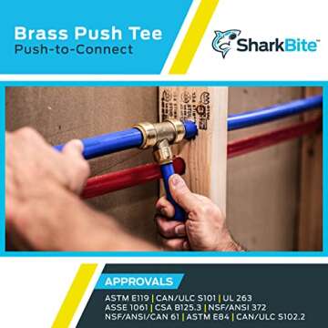 SharkBite 1/2 Inch Push to Connect Brass Tee Fitting