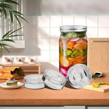 Eleganttime 9 Packing Fermentation Glass Weights with Easy Grip Grooved Handles Heavy Fermenting Lids Kit For Wide Mouth Mason Jar
