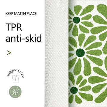 SHIYUE Green Bathroom Rugs Bath Mat, Microfiber Fluffy Soft Floor Mats for Bathroom, Non-Slip and Waterproof Back Soft Bathmat, for Indoor Shower Bathtub Decoration (Cute Floral 18x26in)