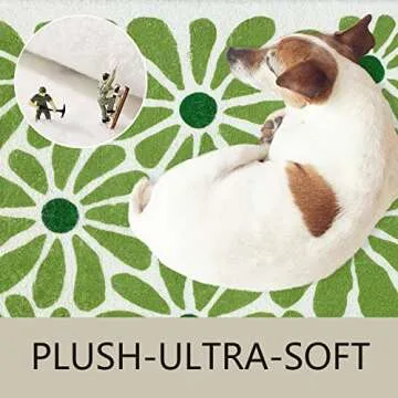 SHIYUE Green Bathroom Rugs Bath Mat, Microfiber Fluffy Soft Floor Mats for Bathroom, Non-Slip and Waterproof Back Soft Bathmat, for Indoor Shower Bathtub Decoration (Cute Floral 18x26in)