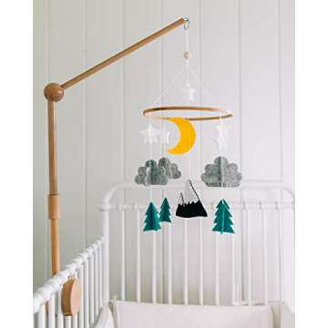Sorrel + Fern Baby Crib Mobile (Starry Woodland Night w/Garland, Mint) - Nursery Decoration Crib Mobile and Baby Shower for Boys & Girls
