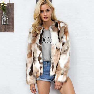 shilanmei Women's Chic Fluffy Faux Fur Coat Winter Warm Jacket Cardigan Long Sleeve Outerwear Tops