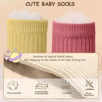 TTIZZY Toddler Baby Girls Boys Socks - Cotton Crew Socks for Baby Gifts Pack (Yellow, 2-3T)