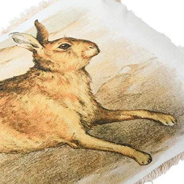 Creative Co-Op Cotton Vintage Rabbit Fringe Pillow