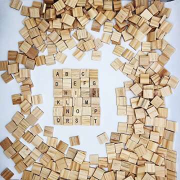 200 Pcs Wood Blank Letter Tiles for DIY Crafting and Decoration
