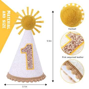 WAOUH Boho Sunshine Hat For 1st Birthday - First Birthday Party Decor For Baby Show，Cone cap For H...