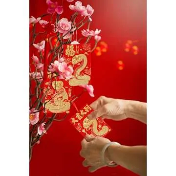 ELLZK Chinese Red Envelopes Lucky Money Envelopes 2025 Chinese New Year Snake Year Envelope Small (6 Patterns 36 Pcs) Gold Foil