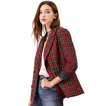 Allegra K Women's Notched Lapel Double Breasted Work Formal Blazer Jacket