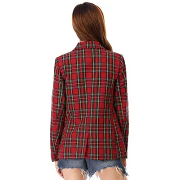 Allegra K Women's Notched Lapel Double Breasted Work Formal Blazer Jacket