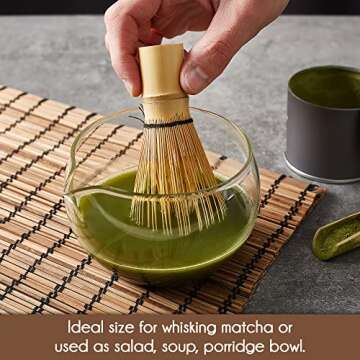 Crystalia Matcha Bowl with Pouring Spout, Handmade, Thick & Heat-Resistant Clear Matcha Glass, Japanese Style Mixing Bowl for Green Tea, Small Ceremonial Matcha Cup, 20 Ounce