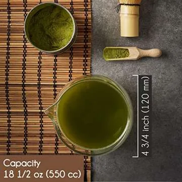 Crystalia Matcha Bowl with Pouring Spout, Handmade, Thick & Heat-Resistant Clear Matcha Glass, Japanese Style Mixing Bowl for Green Tea, Small Ceremonial Matcha Cup, 20 Ounce