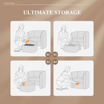 COLAMY Velvet Barrel Accent Chair with Storage Ottoman