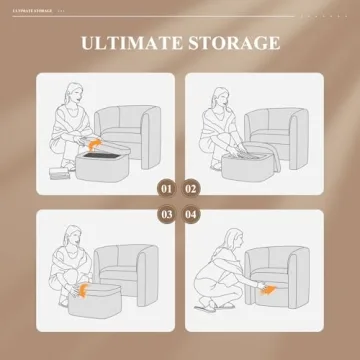 COLAMY Velvet Barrel Accent Chair with Storage Ottoman