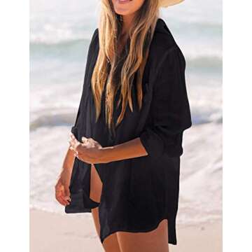 Bsubseach Long Sleeve Beach Shirt for Women - Cover Up