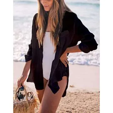 Bsubseach Long Sleeve Beach Shirt for Women - Cover Up