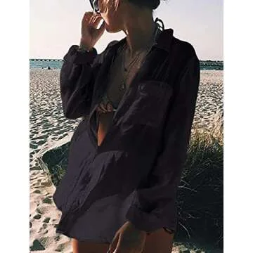Bsubseach Long Sleeve Beach Shirt for Women - Cover Up