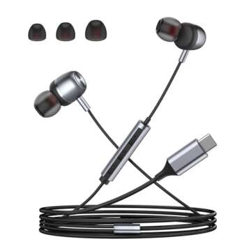 USB C Headphones for Samsung S23 FE S22 S21 S20 A53 A54 Wired Earbuds Metal in-Ear Type C Earphone w...