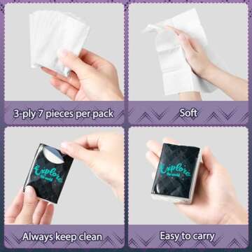 200 Count Travel Tissue Bulk Pocket Tissues Mini Wallet Tissue Packs Facial Purple Black Geometry Designed Tissue Paper Bulk 3 Ply Individual Tissue for Travelling Wedding Graduation