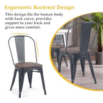 Stylish YOUNIKE Metal Dining Chairs Set of 4 in Black