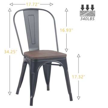 Stylish YOUNIKE Metal Dining Chairs Set of 4 in Black