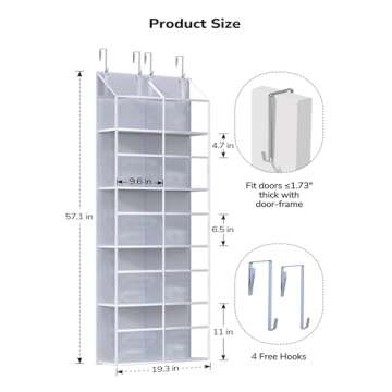 ALLTIDYUP Clear Over The Door Organizer 5 Shelf, Door Hanging Organizer with 10 Large Capacity Pocke...