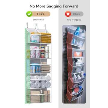 ALLTIDYUP Clear Over The Door Organizer 5 Shelf, Door Hanging Organizer with 10 Large Capacity Pockets, Behind The Door Storage for Pantry Dorm Room Bedroom Closet Nursery and Sundries, White