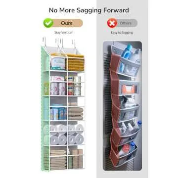ALLTIDYUP Clear Over The Door Organizer 5 Shelf, Door Hanging Organizer with 10 Large Capacity Pockets, Behind The Door Storage for Pantry Dorm Room Bedroom Closet Nursery and Sundries, White