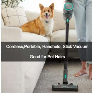 Wyze Cordless Vacuum Cleaner with 20000Pa Powerful Suction, Lightweight Stick with HEPA Filter, 300W Powerful Brushless Motor, 40mins Runtime for Home Hard Floor Carpet Pet Hair