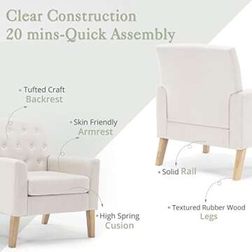 LUE BONA Stylish Linen Accent Chairs Set of 2