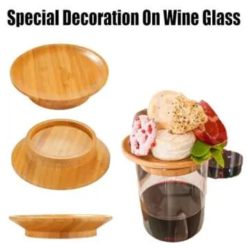 Generic Wine Glass Charcuterie Topper,Bamboo Coasters for Appetizers & Desserts,Prevent Wine Splashi...