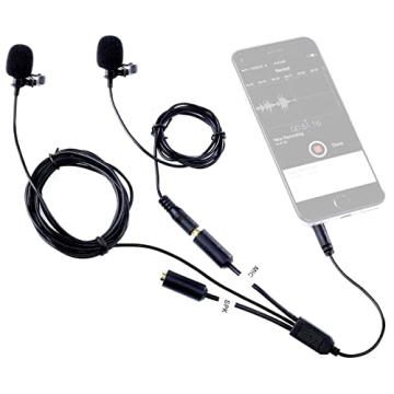 Movo Professional Lavalier Lapel Clip-on Interview Podcast Microphone with Secondary Mic and Headpho...