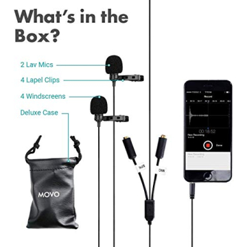 Movo Lavalier Microphone Kit for Podcasts and Interviews
