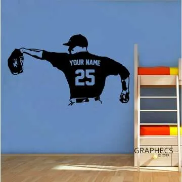 Custom Baseball Pitcher Decal - Name & Numbers