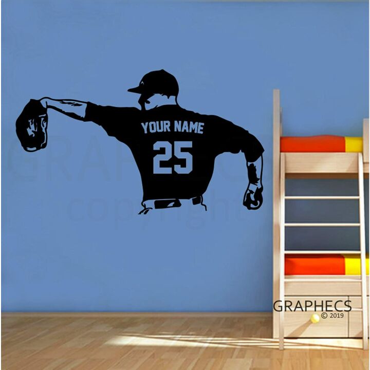 Custom Baseball Pitcher Decal - Name & Numbers