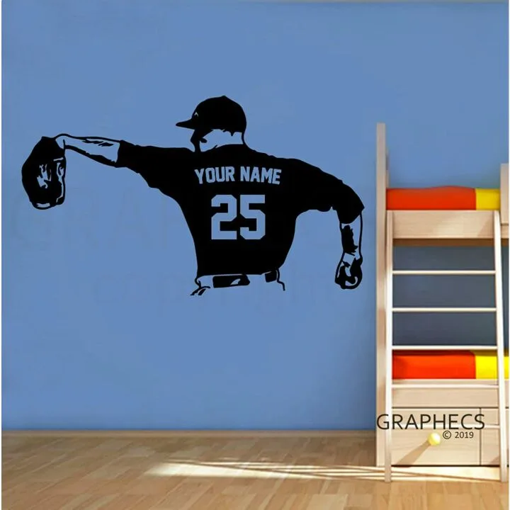 Custom Baseball Pitcher Decal - Name & Numbers