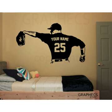 Custom Baseball Pitcher Decal - Name & Numbers