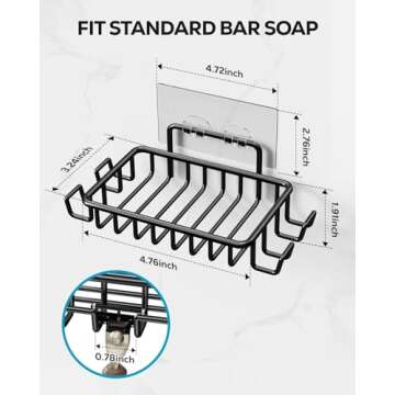 Nieifi Soap Dish Holder with 4 Hooks for Stylish Storage