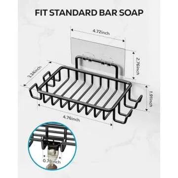 Nieifi Soap Dish Holder with 4 Hooks for Stylish Storage