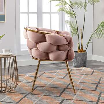 Kakotito Luxury Handmade Accent Chair with Gold Legs, Modern Velvet Armchair for Living Room and Bedroom, Silla de Acento (Pink)