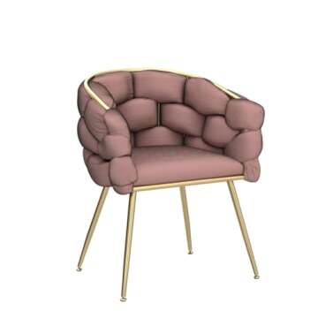 Kakotito Luxury Handmade Accent Chair with Gold Legs, Modern Velvet Armchair for Living Room and Bedroom, Silla de Acento (Pink)