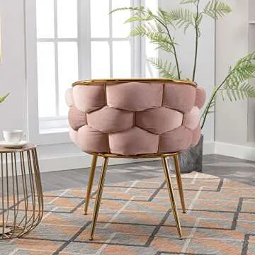 Kakotito Luxury Handmade Accent Chair with Gold Legs, Modern Velvet Armchair for Living Room and Bedroom, Silla de Acento (Pink)