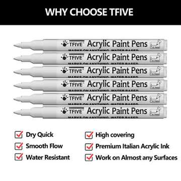White Marker Paint Pens - 6 Pack Acrylic White Permanent Marker, 0.7mm Extra Fine Tip Paint Pen for ...