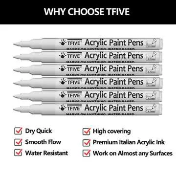White Marker Paint Pens - 6 Pack Acrylic White Permanent Marker, 0.7mm Extra Fine Tip Paint Pen for ...