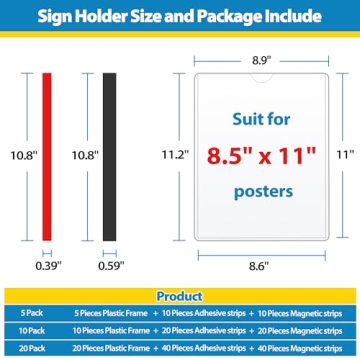 VAIIGO Magnetic Sign Holder 10 Pack with Adhesive Tapes