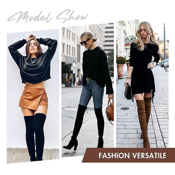 Vepose Camel Suede Over The Knee High Boots for Women