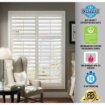 SUNCRAFT SHUTTERS-Plantation Shutters-Interior-Window COVERINGS-Custom Made in 10 Days- DIY Install -Save $$$-Made in North America-Never Needs Painting -25 Year Warranty-Traditional Front TILT Rod