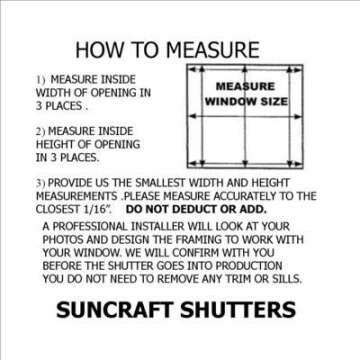 SUNCRAFT SHUTTERS-Plantation Shutters-Interior-Window COVERINGS-Custom Made in 10 Days- DIY Install -Save $$$-Made in North America-Never Needs Painting -25 Year Warranty-Traditional Front TILT Rod